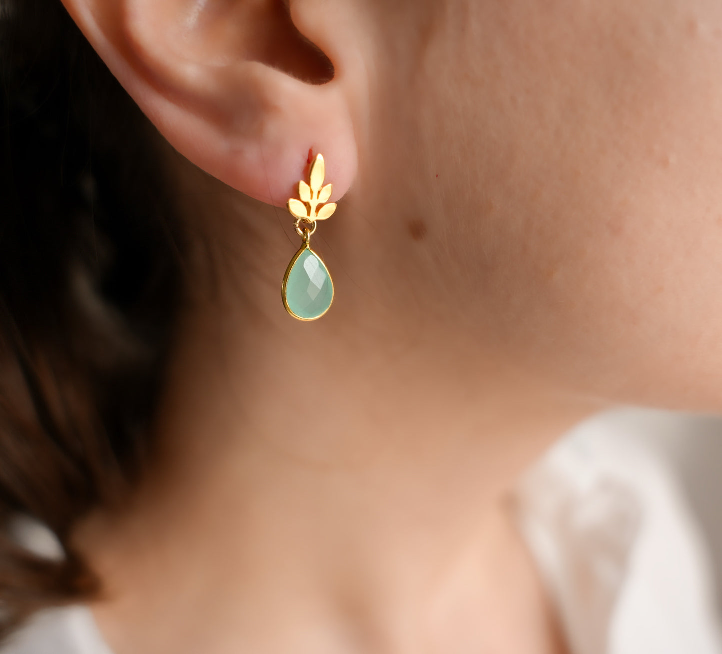 Pendientes Amuleto Leah Calcedonia Azul