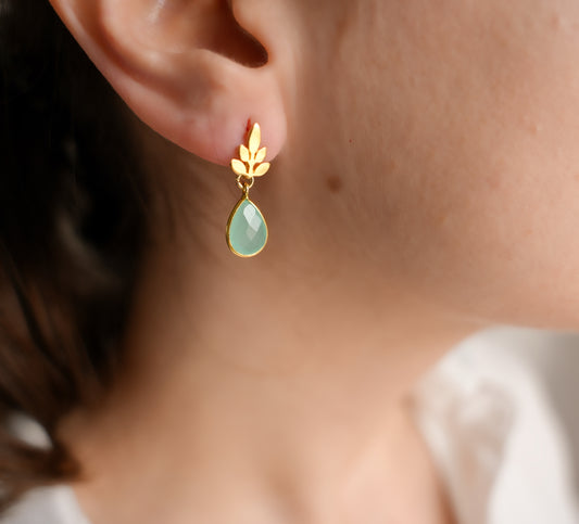 Pendientes Amuleto Leah Calcedonia Azul